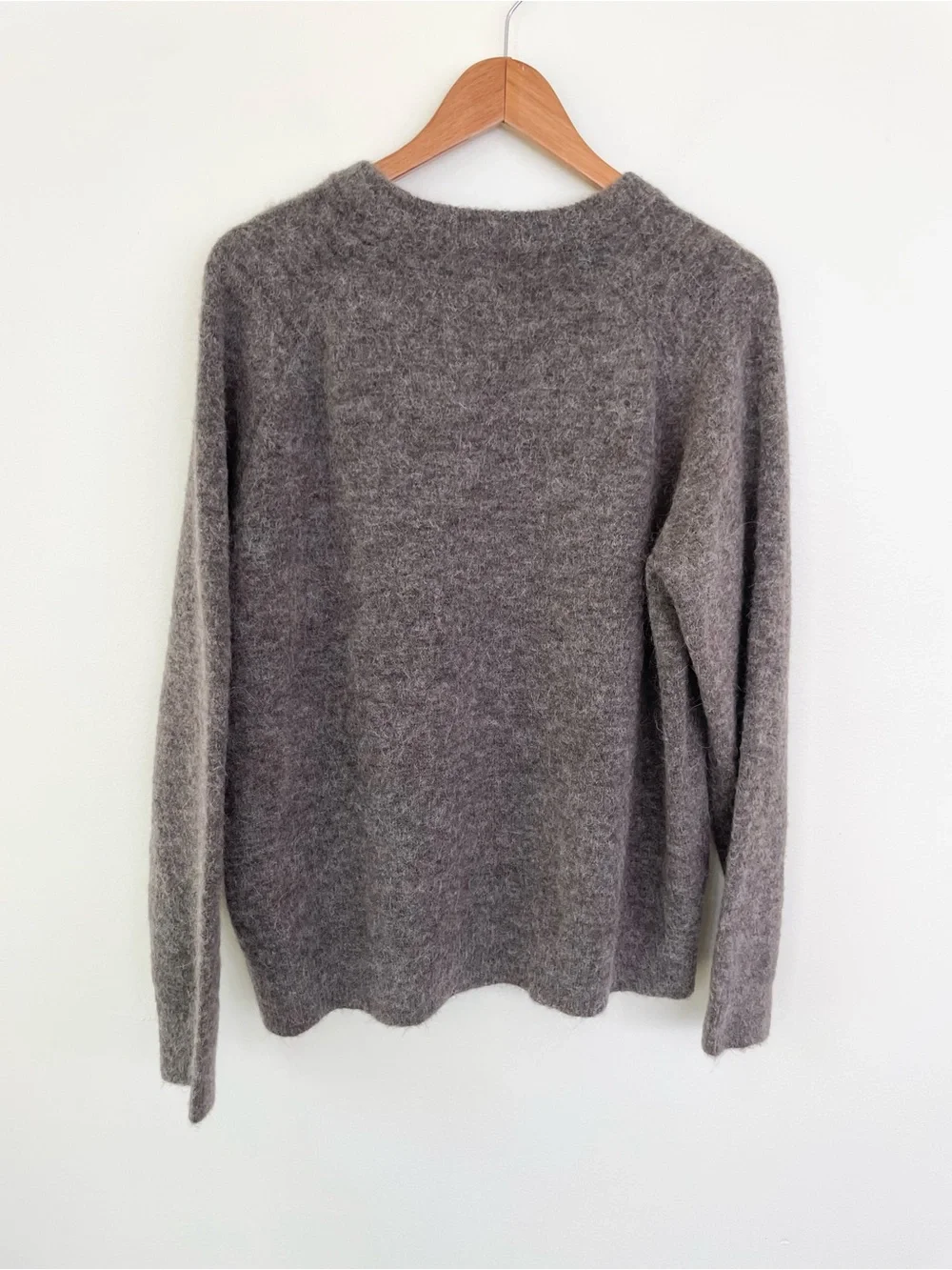 Zara Textured Wool Alpaca Blend Crew Neck Sweater Dark Brown XL Extra Large
